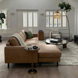 3 Seater Fabric and Leather Corner Sofa