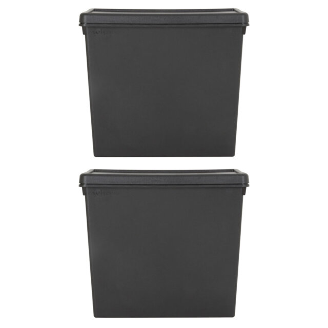Wham Bam Heavy Duty Recycled 92L Plastic Storage Boxes Pack of 2 Black