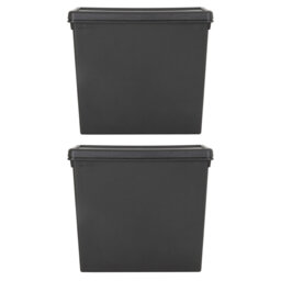 Wham Bam Heavy Duty Recycled 92L Plastic Storage Boxes Pack of 2 Black