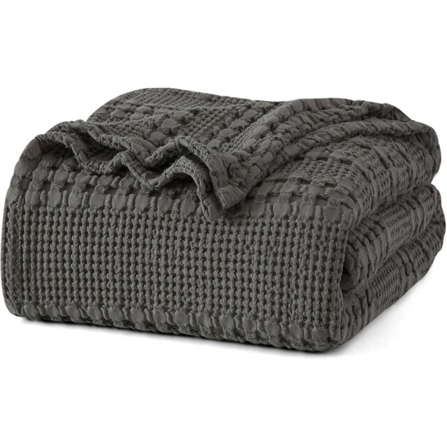 Cotton Waffle Weave Blanket Twin/Double Size For Bed, Soft Lightweight & Breathable, All-Season Comfort, Luxury Aesthetic Woven Bedding For Home Decor