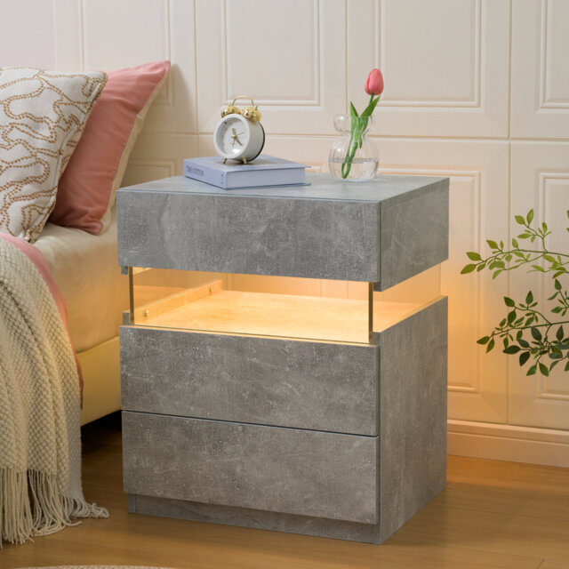 Corrinda 50cm W Manufactured Wood Bedside Table