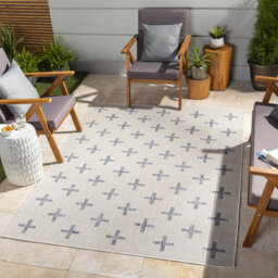 Norgard Indoor & Outdoor Boho Rug Blue/Ivory