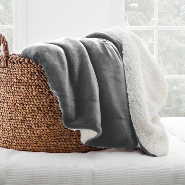Reversible Soft Sherpa Fleece Fur Thick Dual Sided Blanket Throw