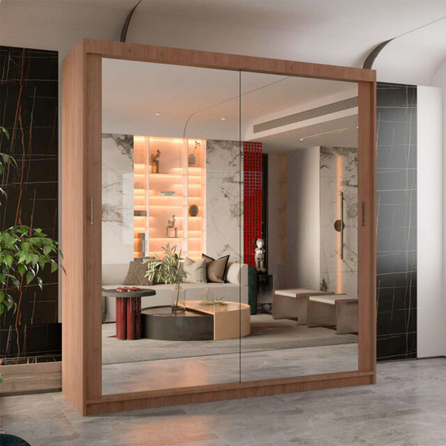 Isabella Sliding Wardrobe with Double Mirrors – 6 Colors & Sizes