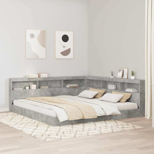 Storage Headboard Concrete Engineered Wood