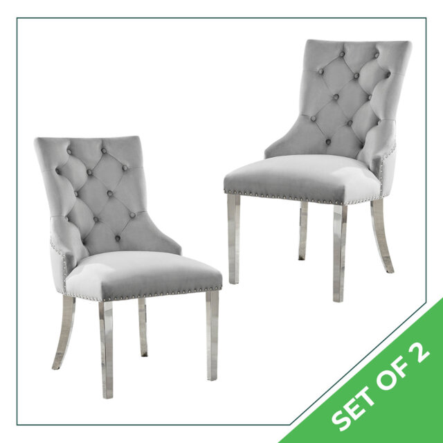 Eubanks Velvet Knockerback Dining Chairs with Metal Rivets and Chrome Legs