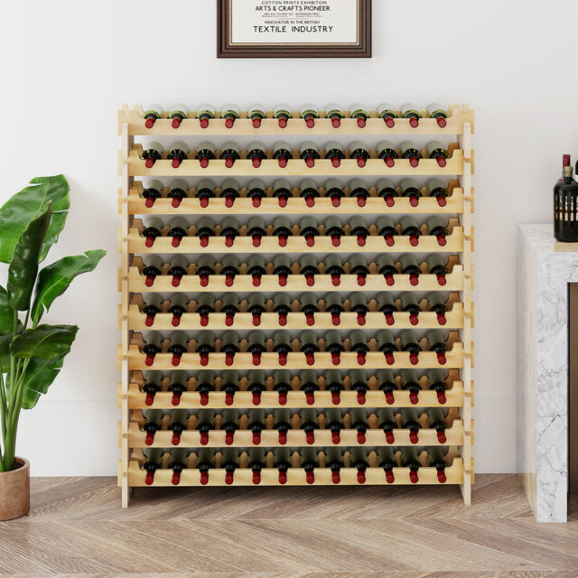 Solid Wood Standard Wine Bottle Rack Yellow