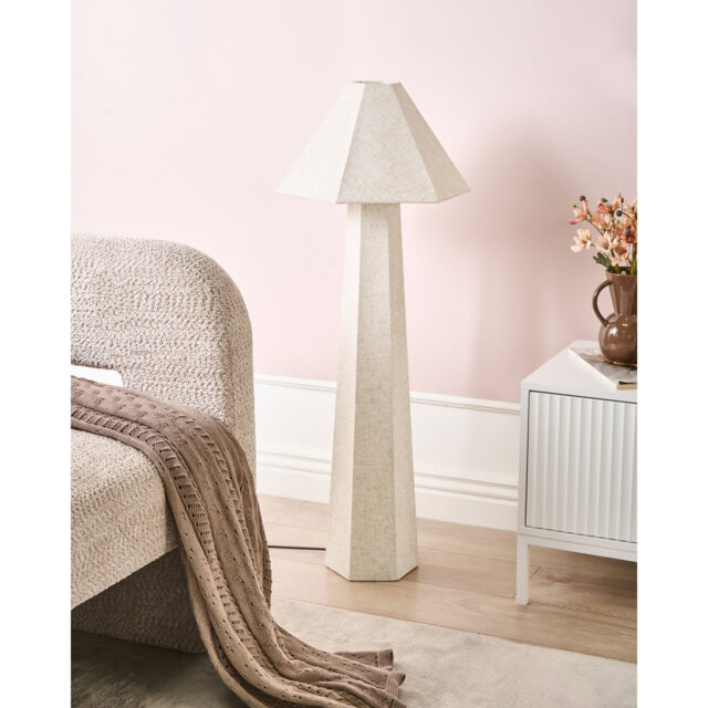 Floor Lamp DEMBI Faux Linen Light Beige