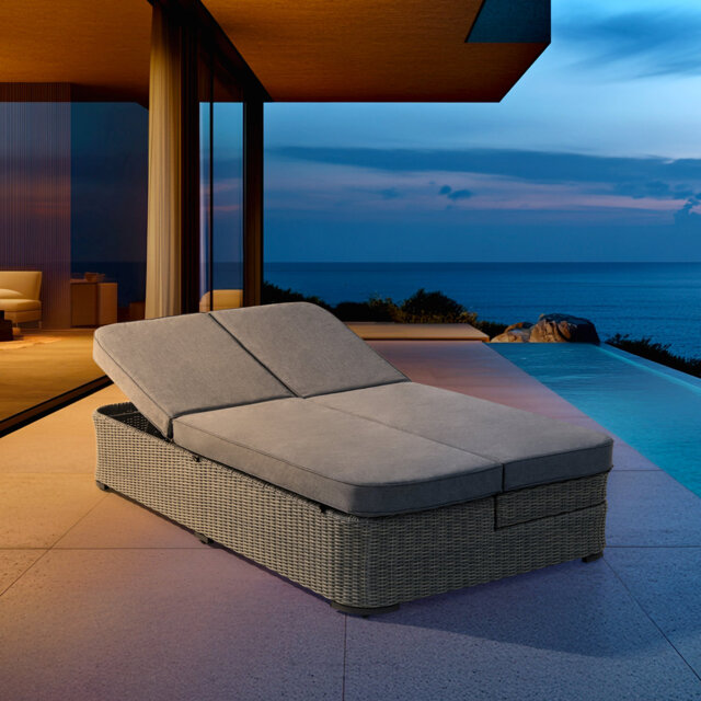 Steel garden lounge Aarhus - 194cm x 112cm, Grey
