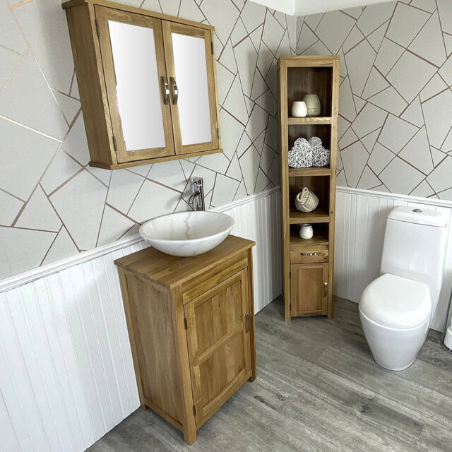 Marrs 485mm Single Bathroom Vanity with Vessel Stone Basin