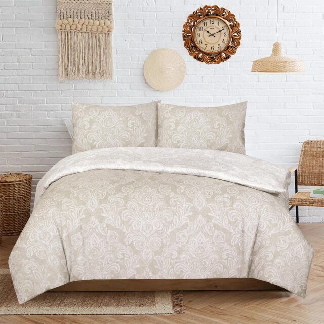Moaied Cotton Blend Damask Duvet Cover Set with Pillowcases Included