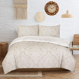 Moaied Cotton Blend Damask Duvet Cover Set with Pillowcases Included