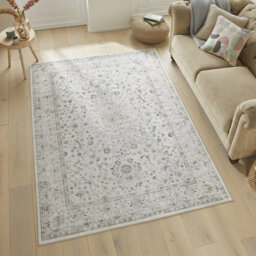 Traditional Cream Washable/Stain Guarded Area Rug