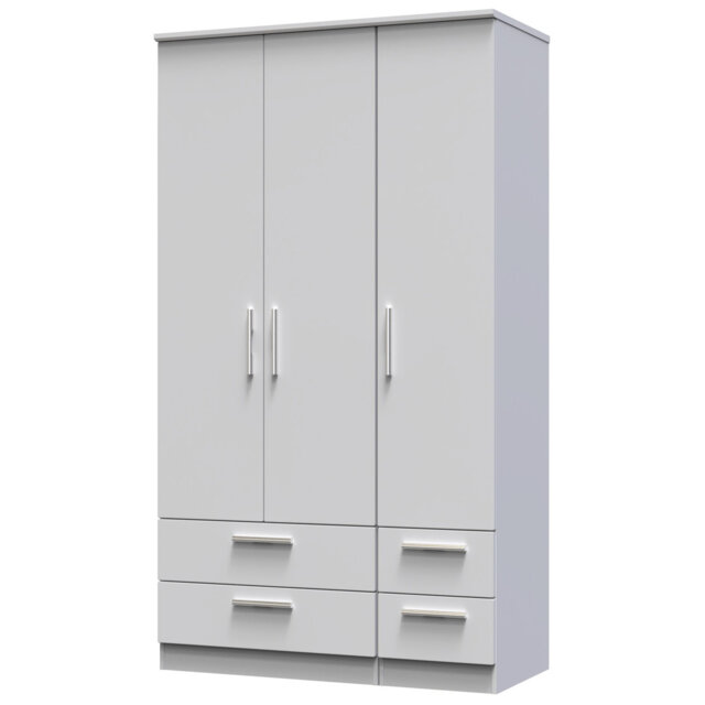 Borgeson Tall Triple 4 Drawer Wardrobe in Kashmir Gloss & Bardolino Oak