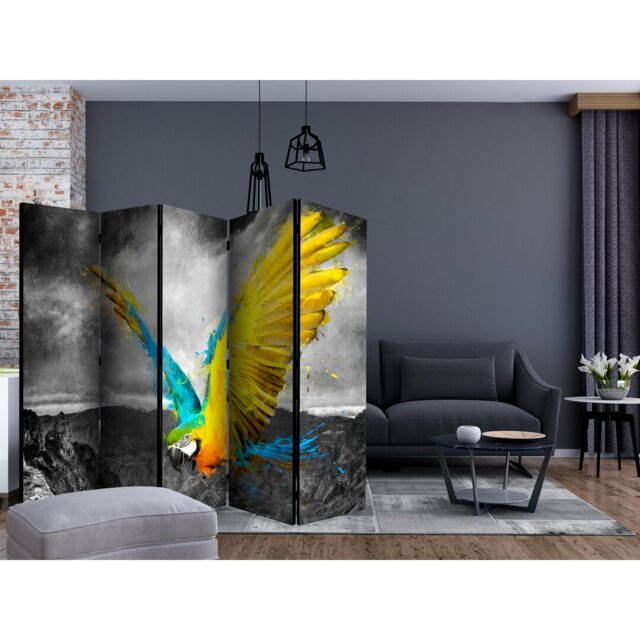 Surbit 225cm W x 172cm H 5 - Panel Solid Wood Folding Room Divider