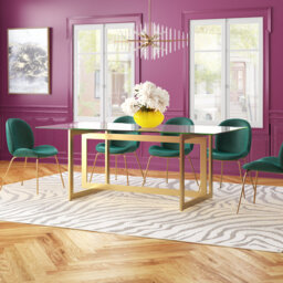 Lula Glass Top Metal Base Dining Table