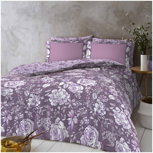Geometric Bedding Set with Duvet Cover Matching Fitted Sheet and Pillowcases Soft Polycotton Easy Care
