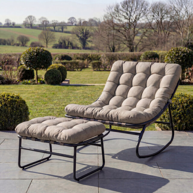 Solace Outdoor Rocking Chair and Stool