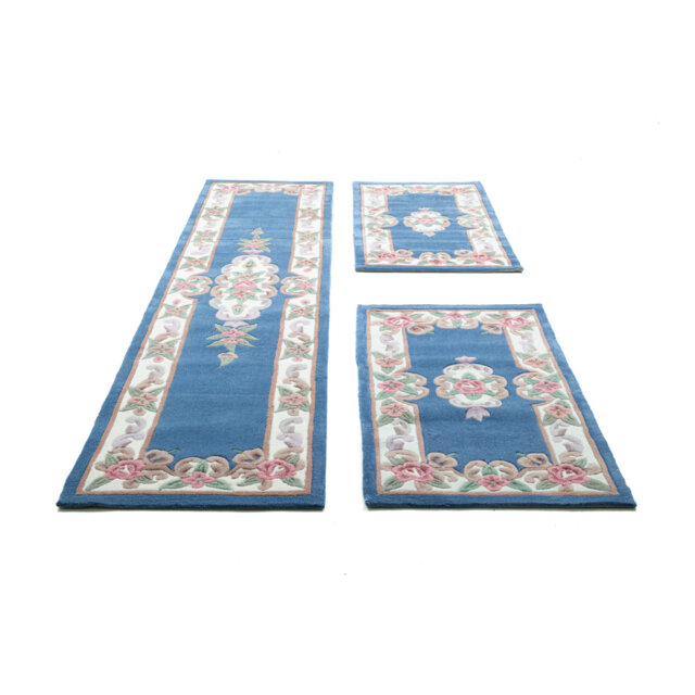 Bettumrandung Winon Floral Hand Woven Hand Tufted Blue Area Rug Set