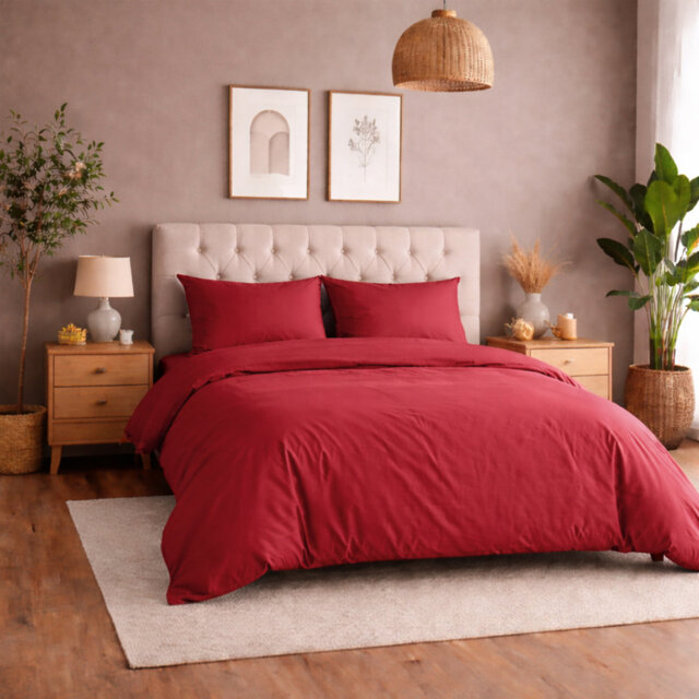 Complete Plain Bedding Set - Duvet Cover, Deep Fitted Sheet & Pillowcases