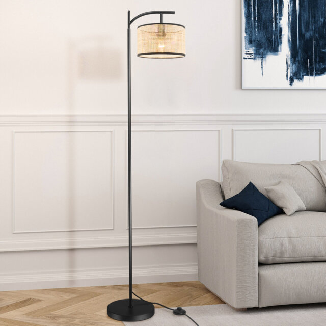 Alery 160cm Black Reading Floor Lamp Rustic Standing Light for Bedroom, Living Room, Reading
