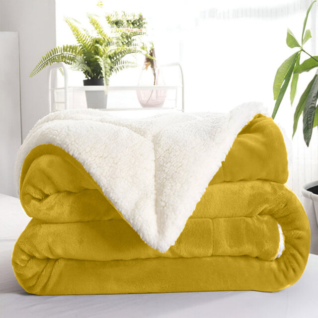Kaylie Soft Sherpa Fleece Fur Thick Dual Sided Reversible Blanket Throw