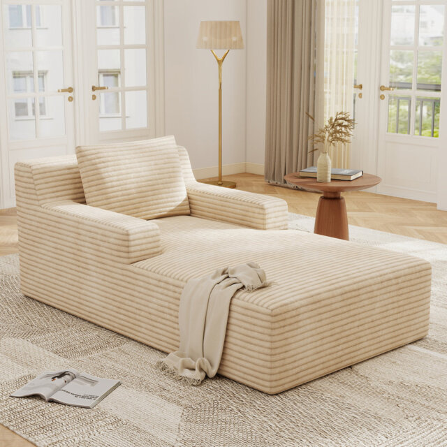 Corduroy Armchair Single Sofa, Deep Seat Lounge Chair with Wide Armrests, 150kg Capacity, Ergonomic Design, Breathable Pet-Friendly Fabric, Multiple C