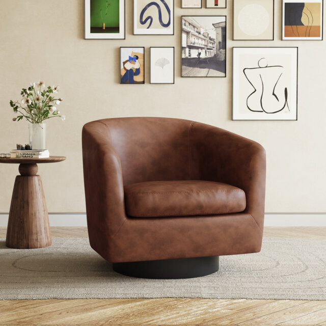 Bennett 79Cm Wide Swivel Barrel Chair