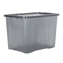Wham Crystal 80L Plastic Storage Box Pack of 4 Tint Smoke