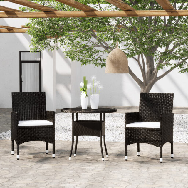 Solid Wood and Poly Rattan Garden Bistro Set