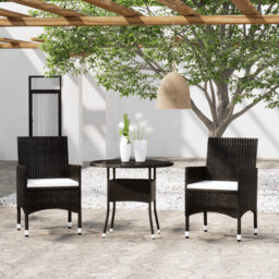 Solid Wood and Poly Rattan Garden Bistro Set