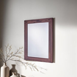 Yazzie Wood Framed Wall Mounted Accent Mirror in Rich Brown