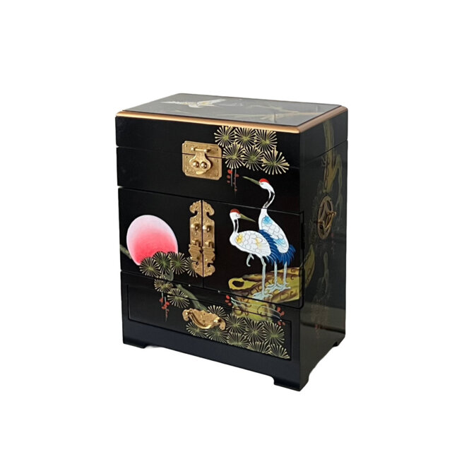 Hand Painted Cranes Jewellery Box