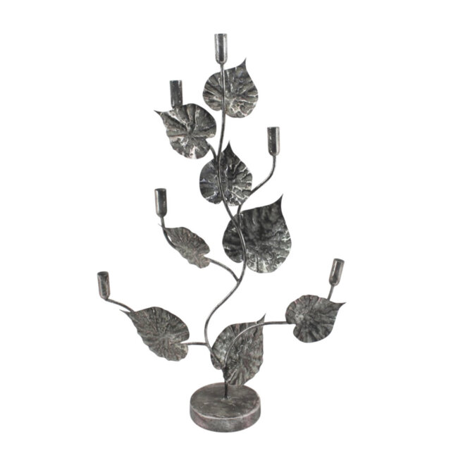Metal Tabletop Candelabra - Antique Distressed Candle Holder for Dining Table, Mantel, Shelf and Living Room Décor