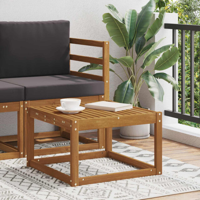 Outdoor Table Solid Acacia Wood Natural 59 X 59 X 37 Cm