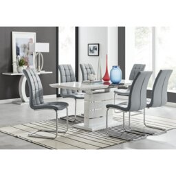 Eubanks 120Cm High Gloss Extending Dining Table And 6 White Chairs