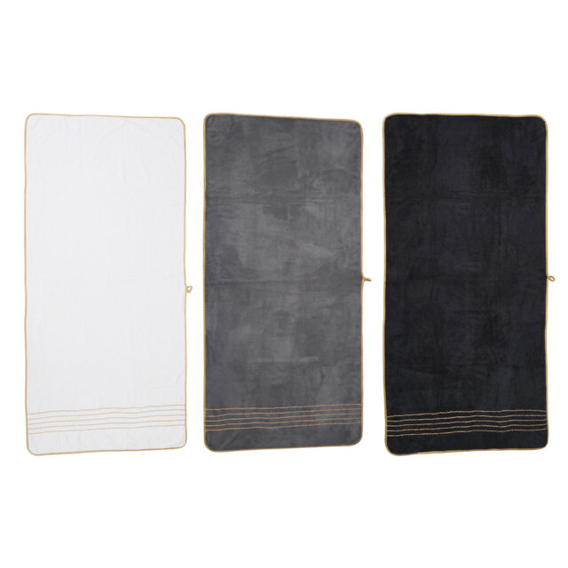 3-Pack Polyester Bath Towels with Gold Lines