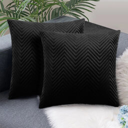 Square Throw Luxury Embossed Pattern Velvet Cushions Protector Set Of 2