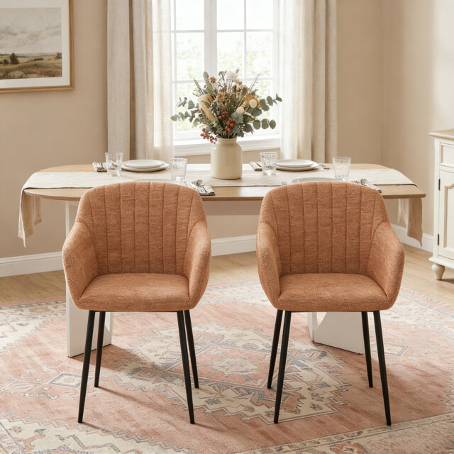 Ohio Modern Upholstered Dining Chairs with Metal Legs