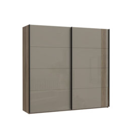 Savona 2 Door Sliding Wardrobe in Antique Oak and Beige Gloss, 220 cm