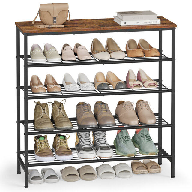 Shoe Rack, 3-Tier Slim Shoe Organiser Shelf, Metal Storage Rack For Hallway, Living Room, Closet, Space-Saving, Stackable, 30 X 45 X 48.5 Cm, Black