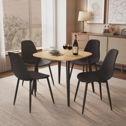 Aspen 5-Piece Casual Dining Set - Compact Square Table & 4 Curved Plastic Chairs