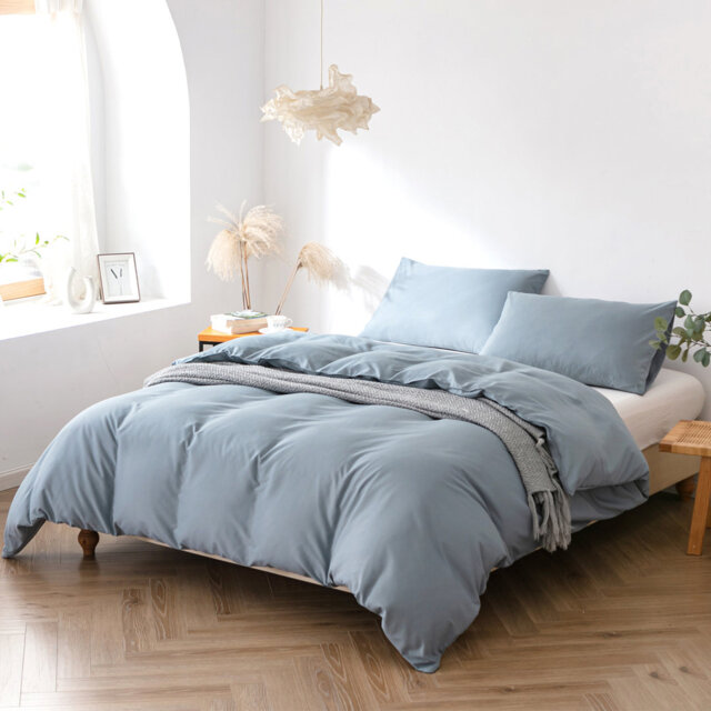 Duvet Cover Set Microfiber No Pattern Duvet Cover Set with Pillow Shams Included