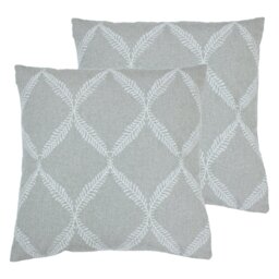 Paoletti Embroidered Lattice Feather Filled Cushion Twin Pack