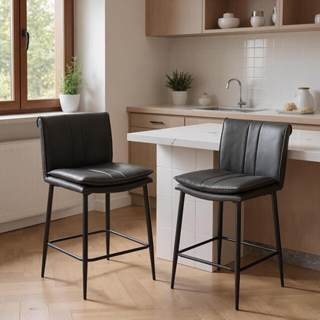 Upholstered Counter Stool with Metal Frame