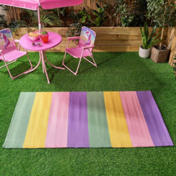 Outdoor Mats For Garden Rug Pastel Stripes Pattern