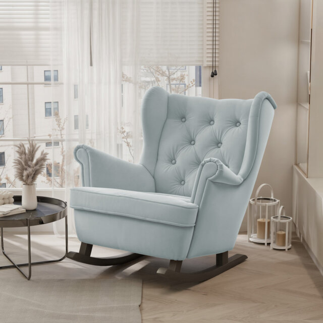 SCANDI upholstered wingback rocking chair