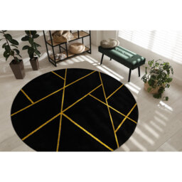 Exclusive glamor, stylish, marble, geometric black / gold rug