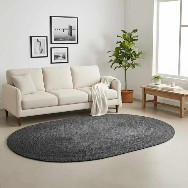 Rug Natural And Black 300 X 300 Cm Jute