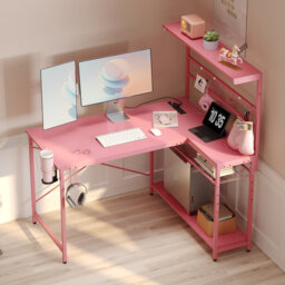 Zabarskaya L-Shaped Computer Desk with Built-In Electrical Outlet